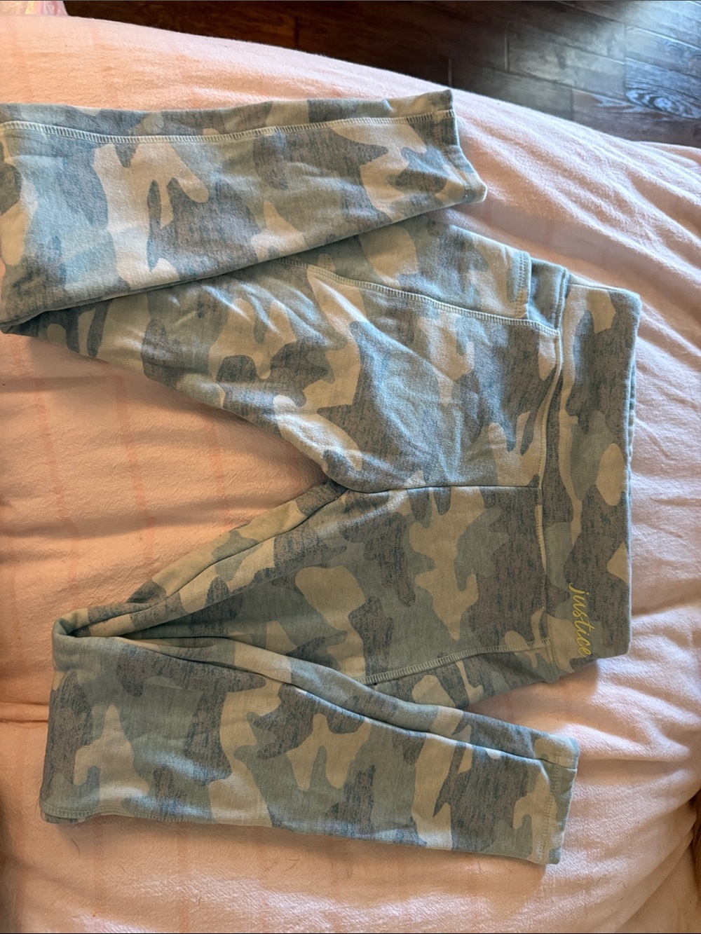 Justice Blue and Cream Camo Stretch Leggings